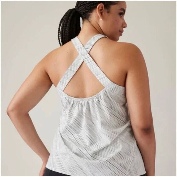 ATHLETA ARRIVAL TANK Size Medium AMARA STRIPE WHITE - Picture 3 of 9